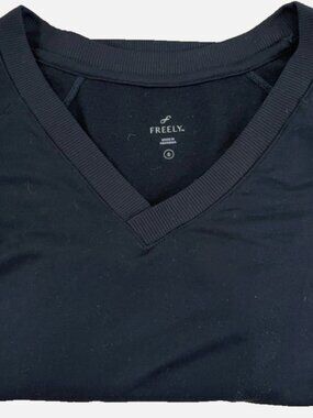 Freely Size S Black long sleeve sweater V-Neck very soft activewear